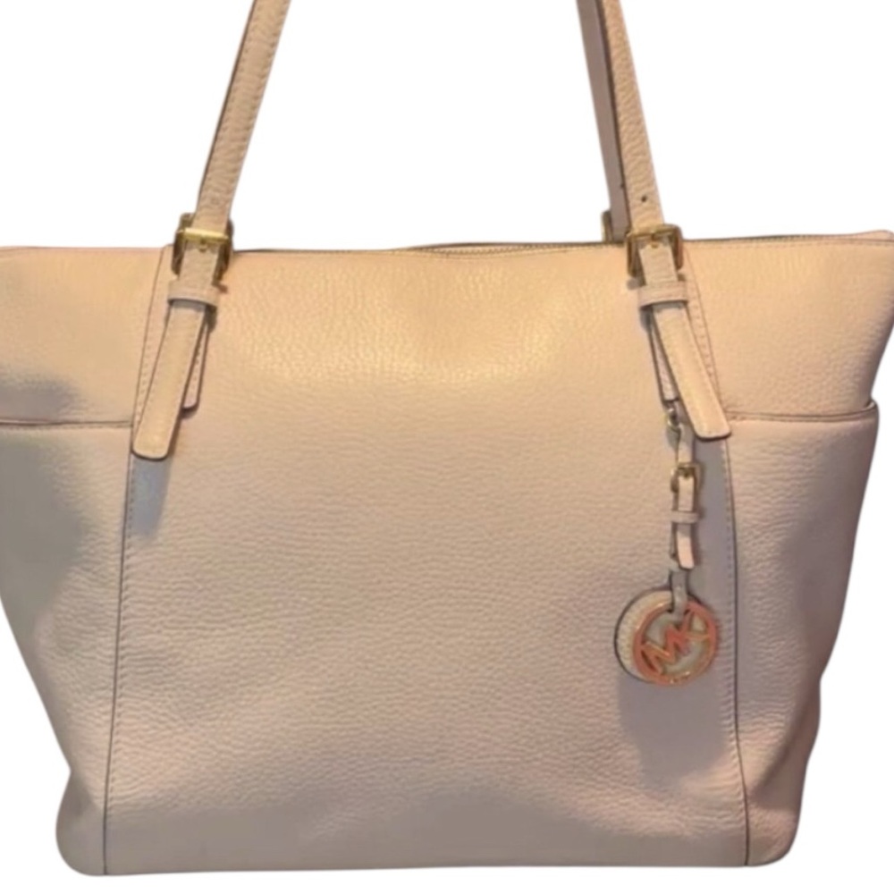 Michael Kors Cream Structured Tote Bag with Leather Handles
